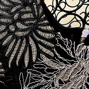 Medium party dress:  gold and silver flower detail